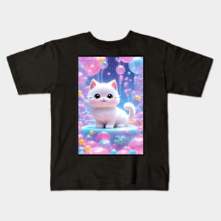 Cute Kawaii cat with balloons Kids T-Shirt